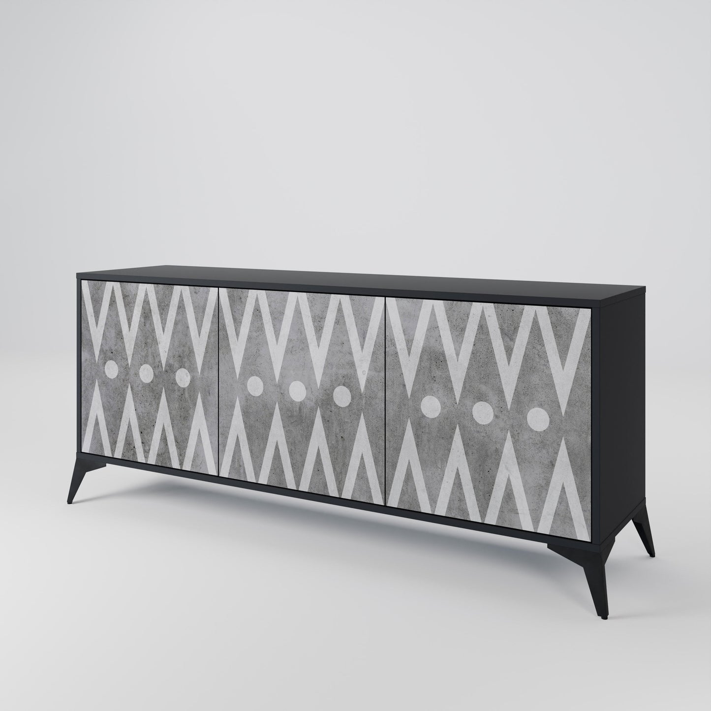 Credenza a 3 ante SHARP EDGES in finitura nera