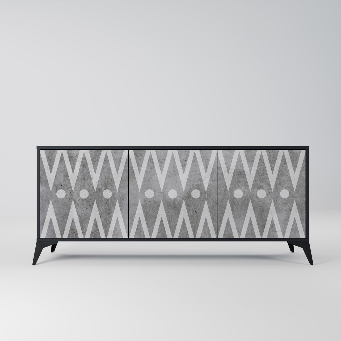 Credenza a 3 ante SHARP EDGES in finitura nera
