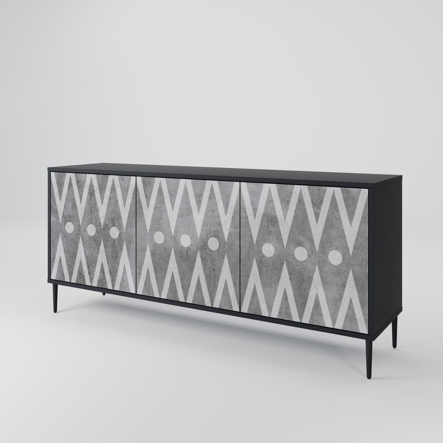 Credenza a 3 ante SHARP EDGES in finitura nera
