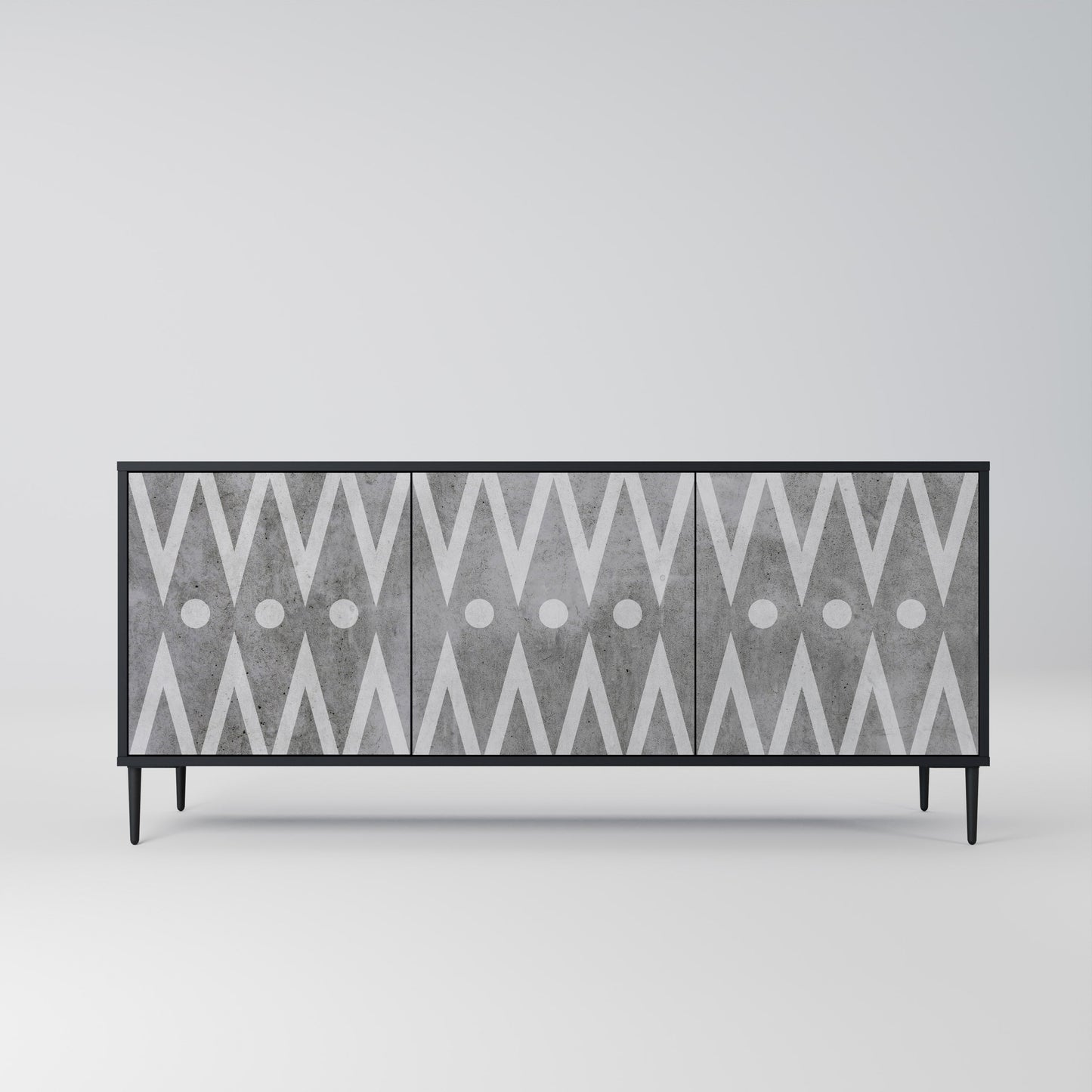 Credenza a 3 ante SHARP EDGES in finitura nera