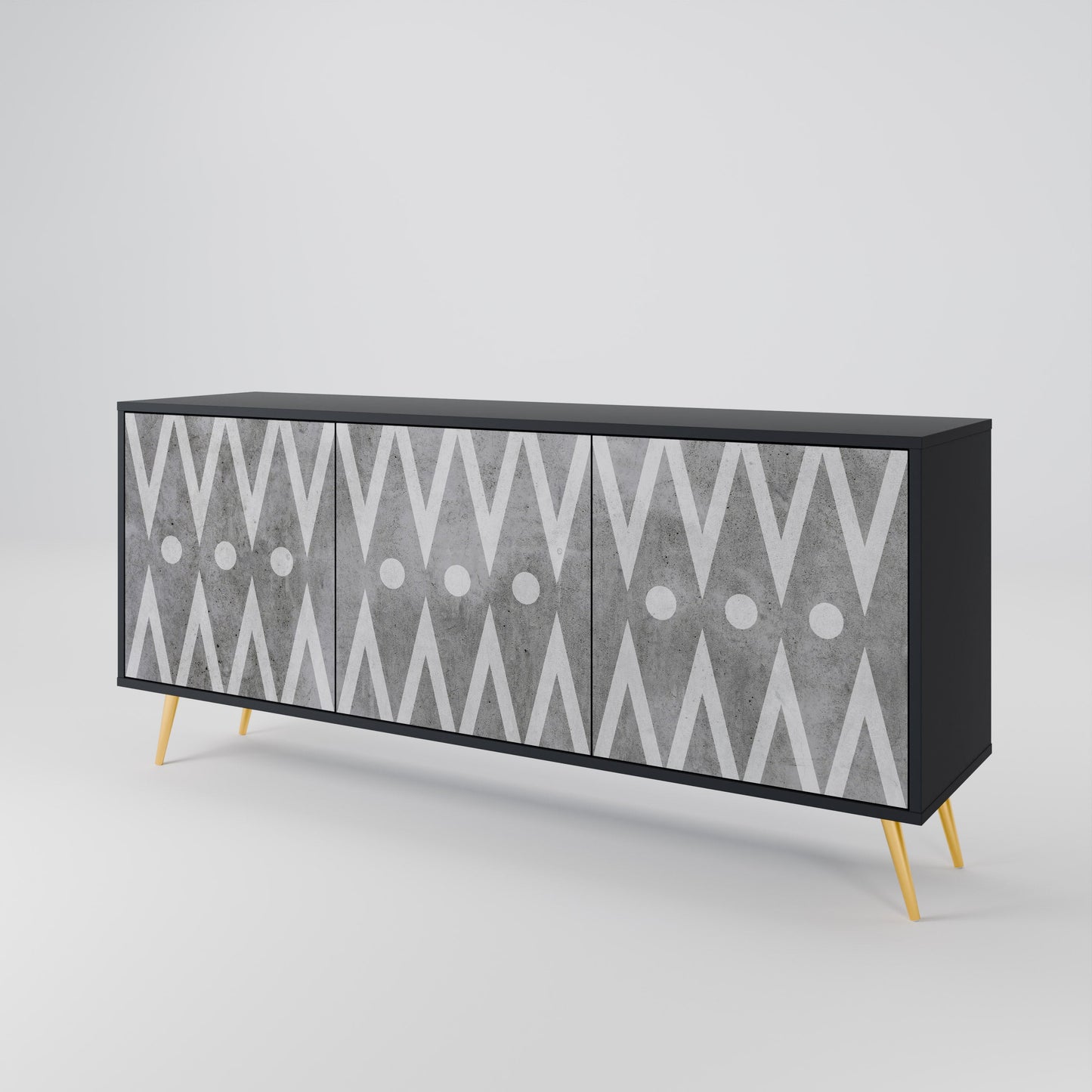 Credenza a 3 ante SHARP EDGES in finitura nera