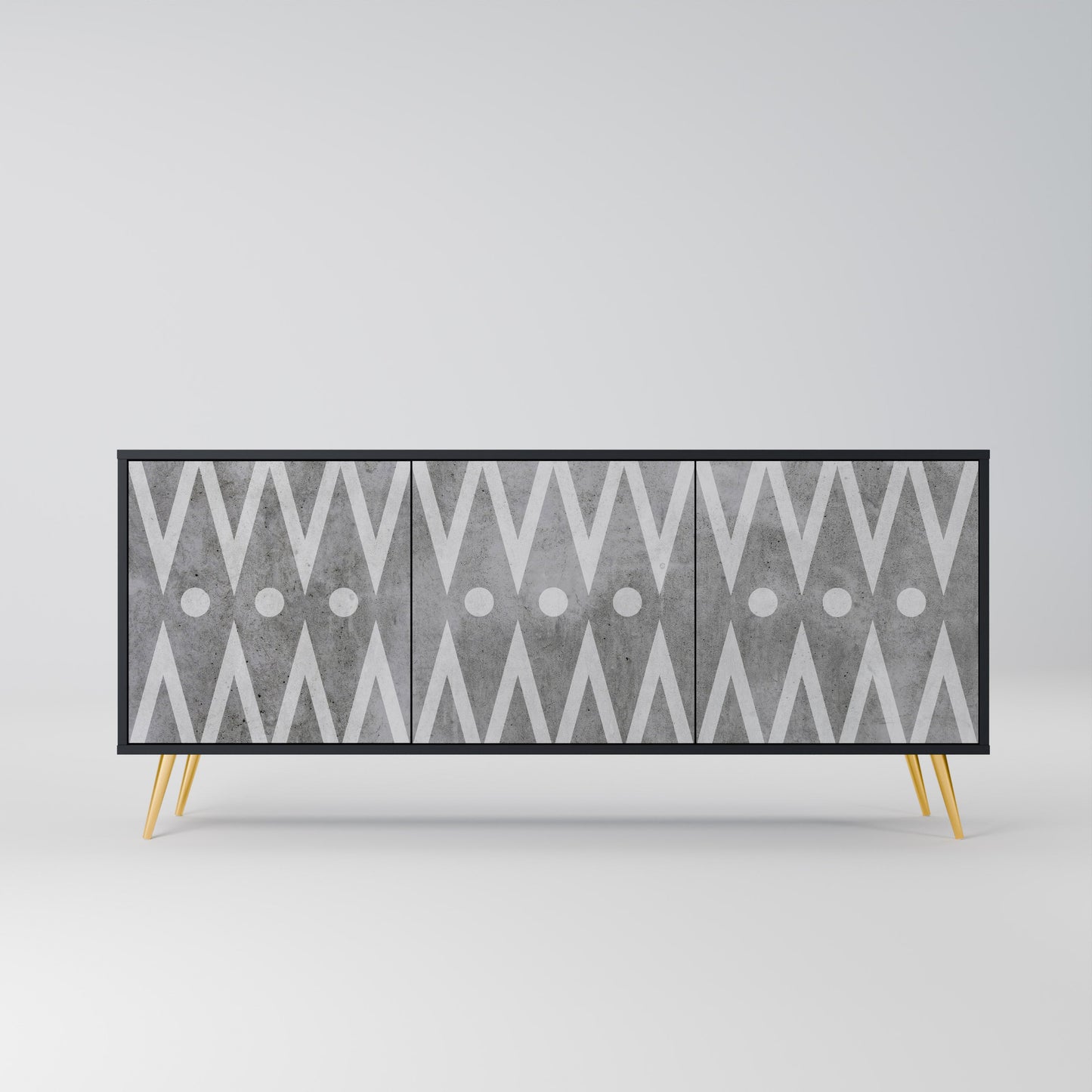 Credenza a 3 ante SHARP EDGES in finitura nera