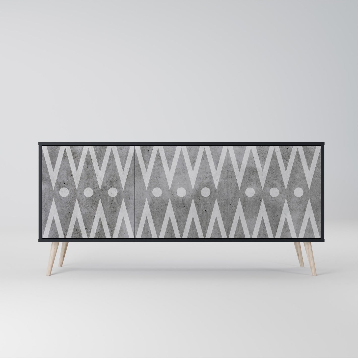 Credenza a 3 ante SHARP EDGES in finitura nera