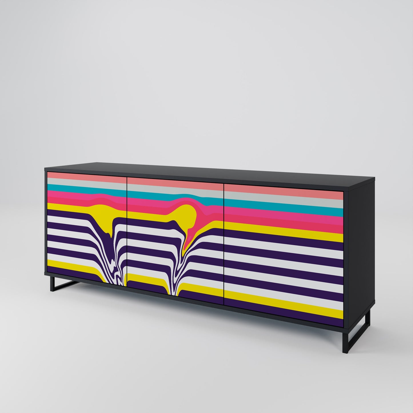 Credenza a 3 ante TONE COLLAPSE in finitura nera