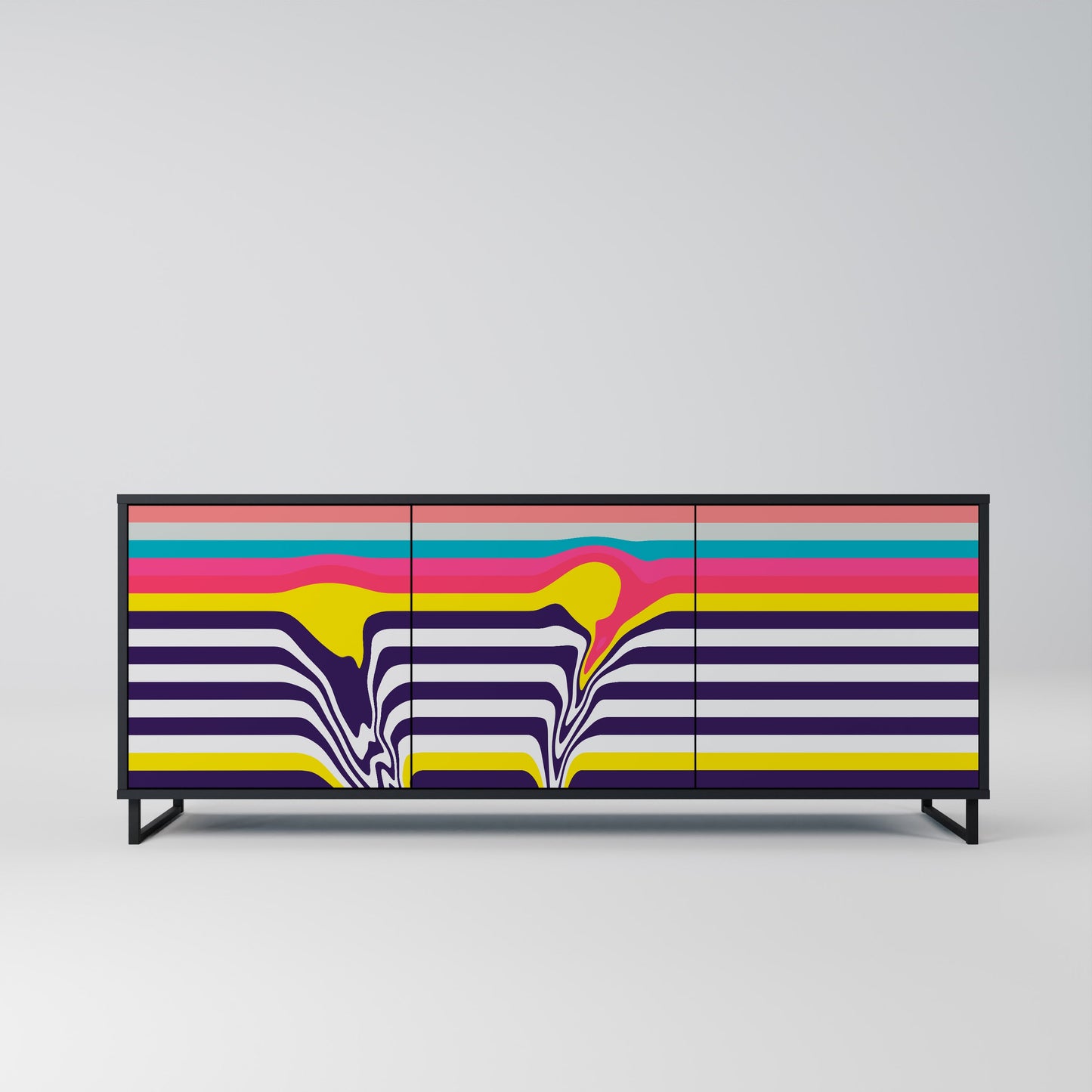 Credenza a 3 ante TONE COLLAPSE in finitura nera