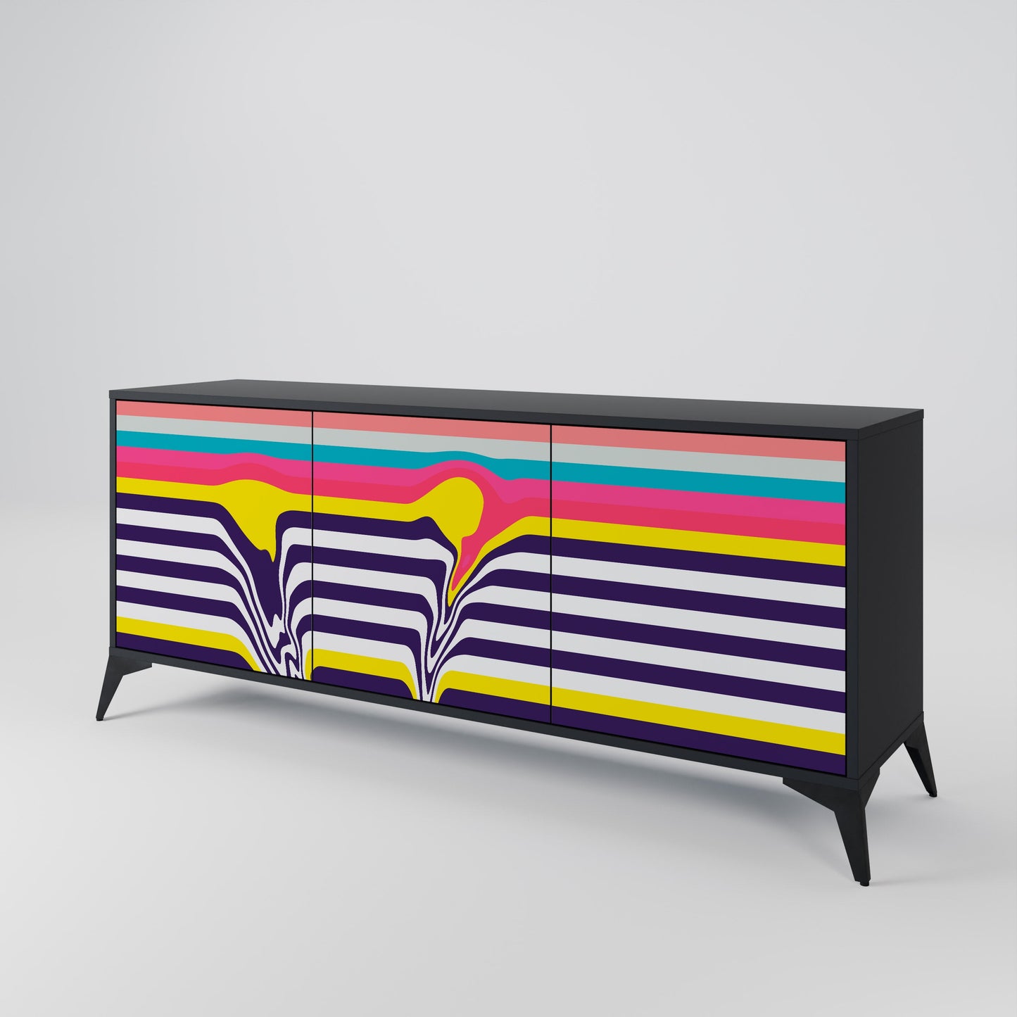 Credenza a 3 ante TONE COLLAPSE in finitura nera