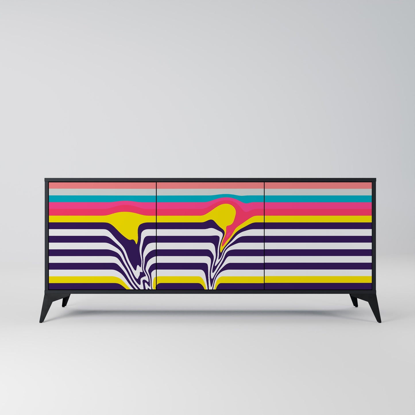 Credenza a 3 ante TONE COLLAPSE in finitura nera