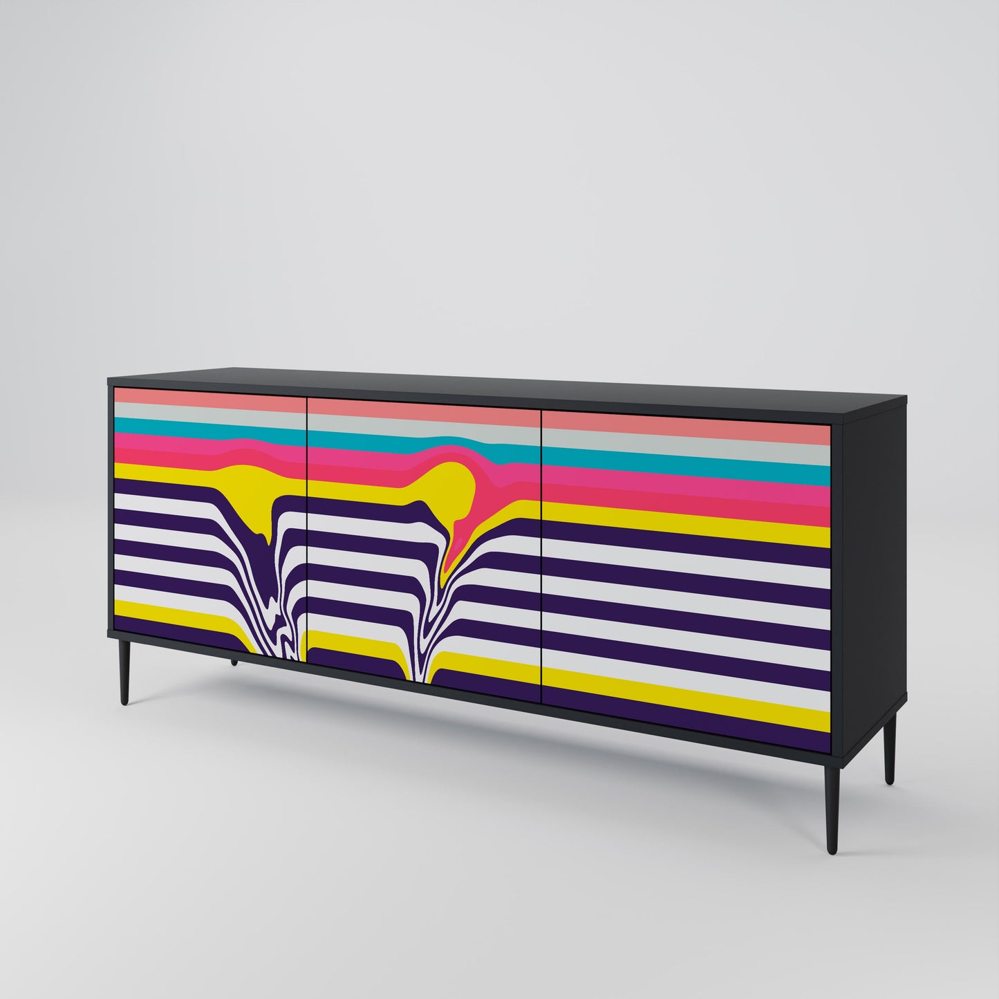 Credenza a 3 ante TONE COLLAPSE in finitura nera