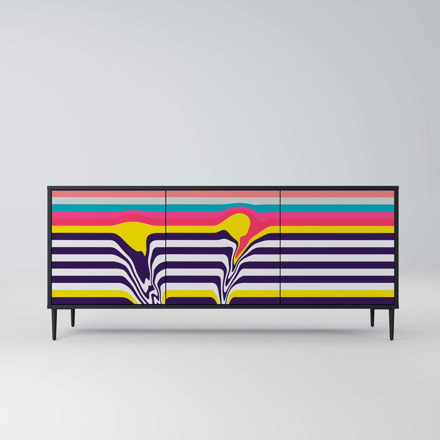 Credenza a 3 ante TONE COLLAPSE in finitura nera