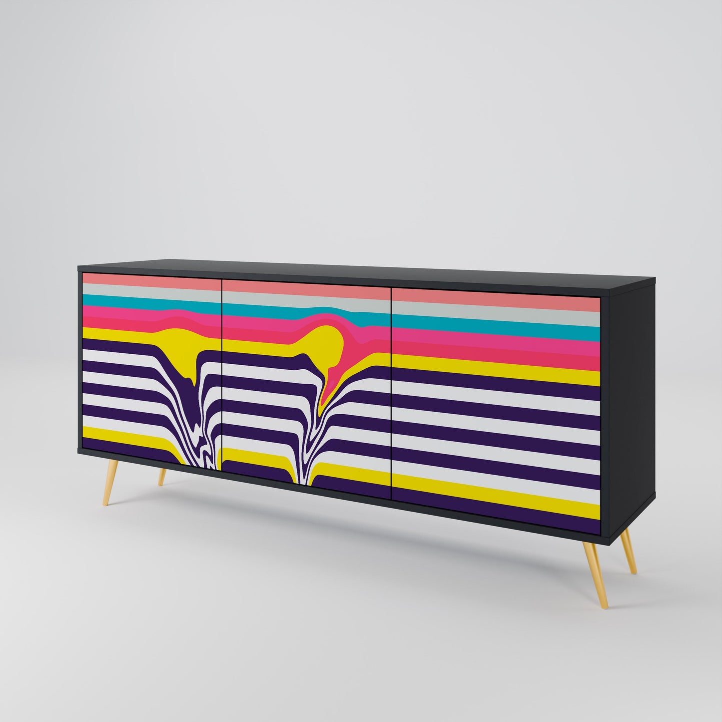 Credenza a 3 ante TONE COLLAPSE in finitura nera