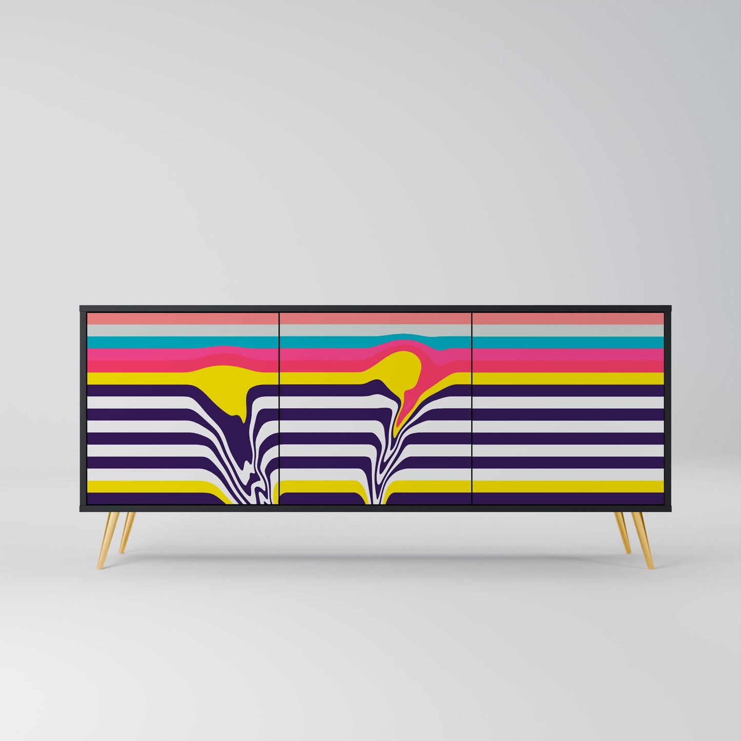 Credenza a 3 ante TONE COLLAPSE in finitura nera