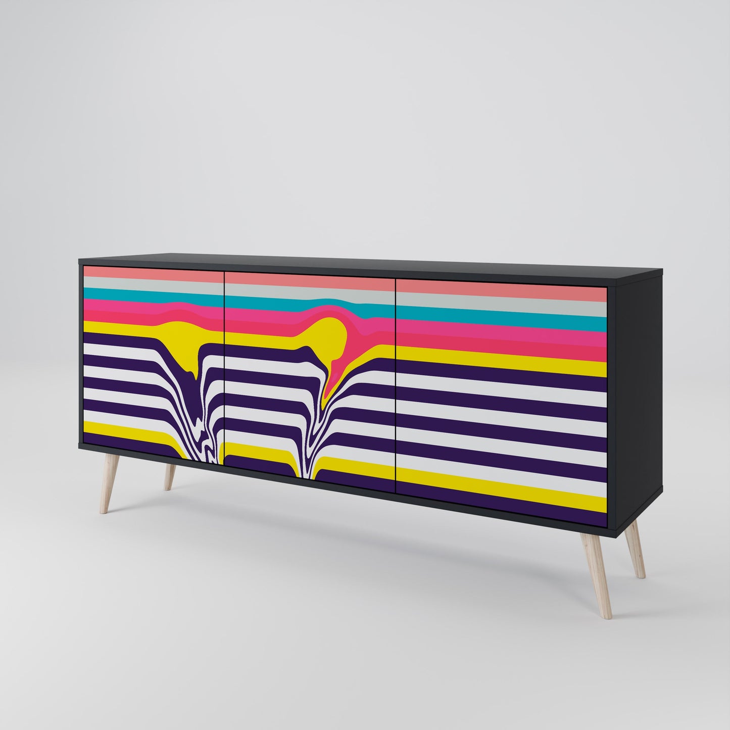 Credenza a 3 ante TONE COLLAPSE in finitura nera