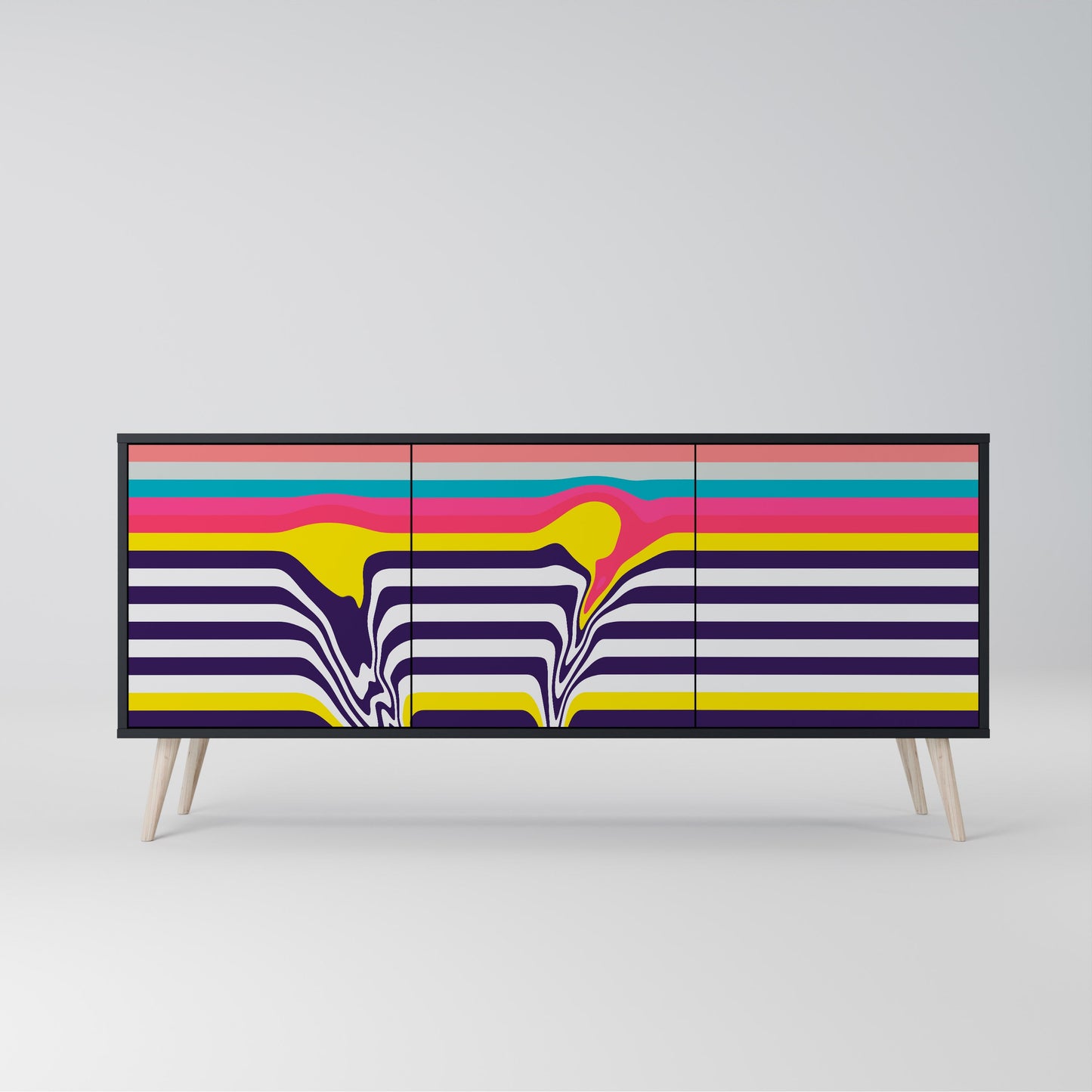 Credenza a 3 ante TONE COLLAPSE in finitura nera