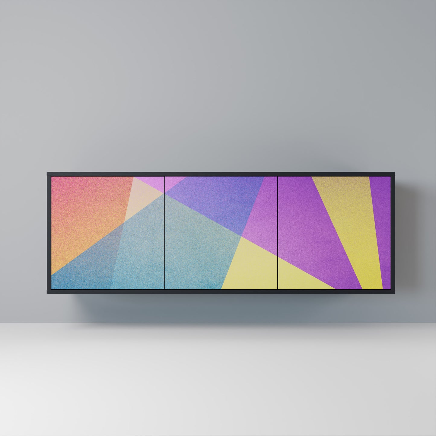 BRIGHT GEOMETRY 3-Door Sideboard in Black Finish