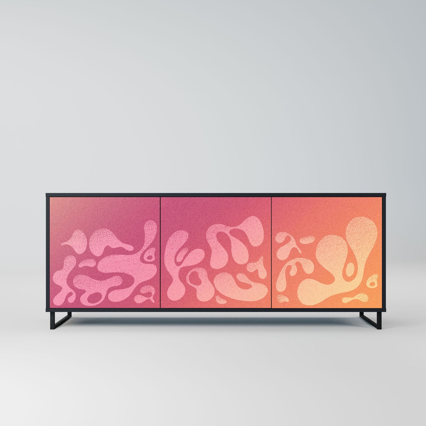 IRREGULAR PINK 3-Door Sideboard in Black Finish
