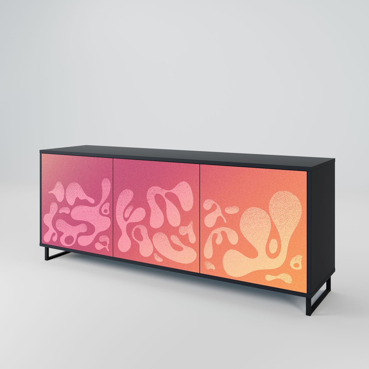 IRREGULAR PINK 3-Door Sideboard in Black Finish