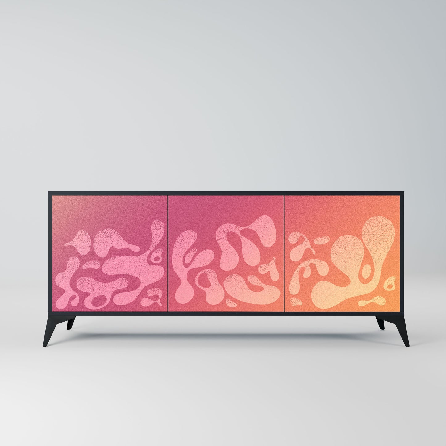 IRREGULAR PINK 3-Door Sideboard in Black Finish