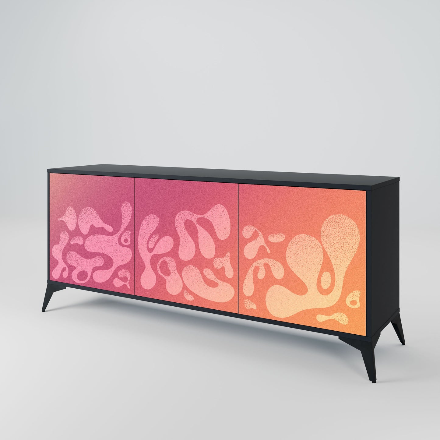 IRREGULAR PINK 3-Door Sideboard in Black Finish