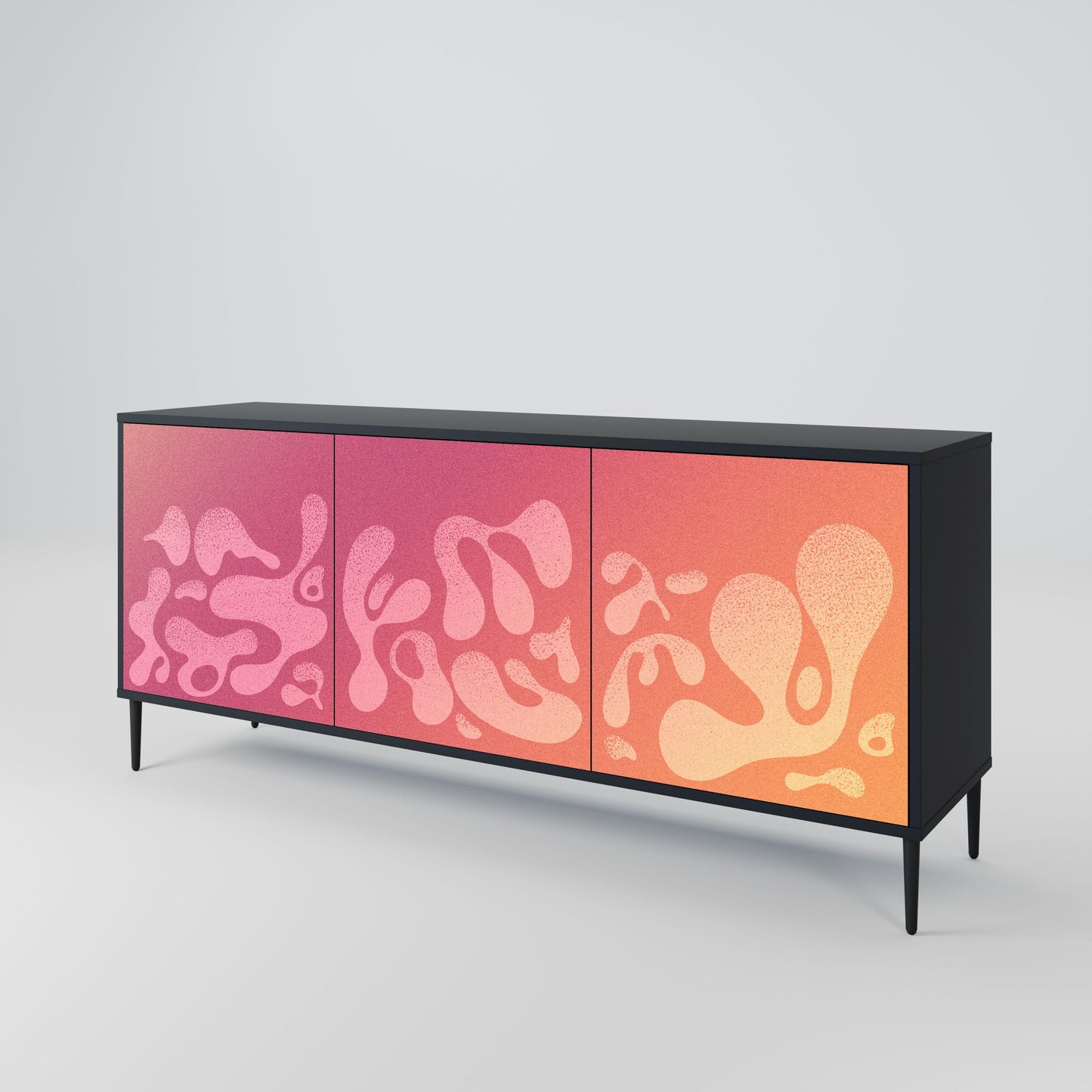 IRREGULAR PINK 3-Door Sideboard in Black Finish