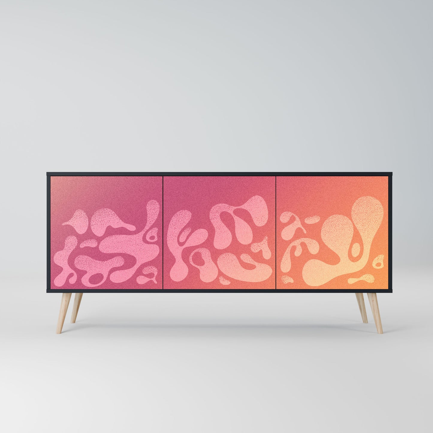 IRREGULAR PINK 3-Door Sideboard in Black Finish