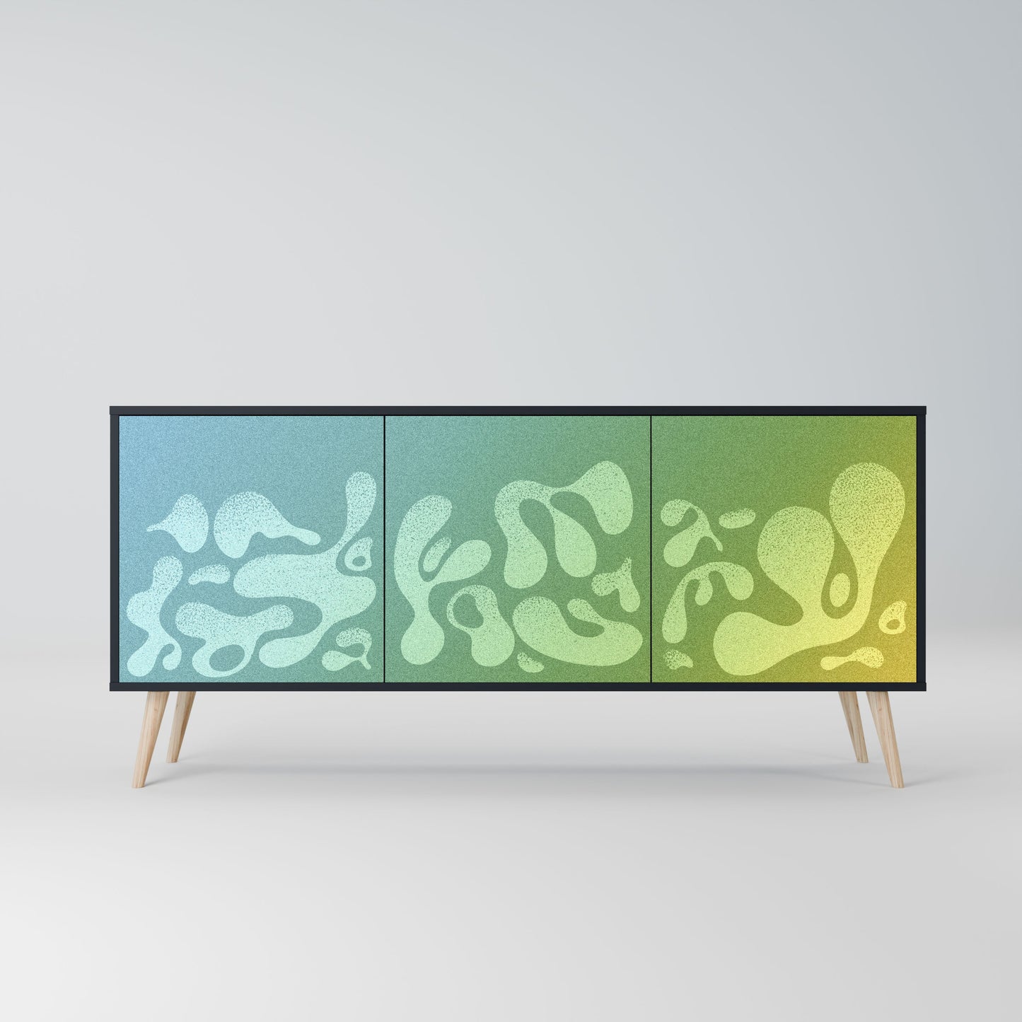 IRREGULAR BLUE 3-Door Sideboard in Black Finish
