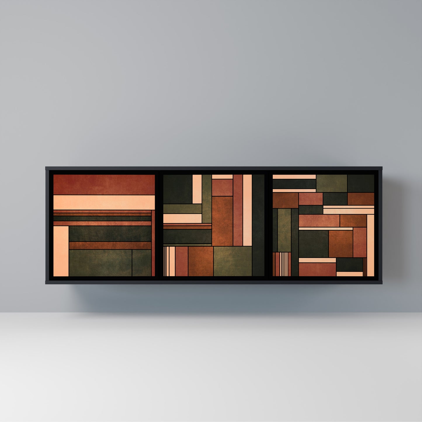FIGURES OF NATURE Madia a 3 Ante in Finitura Nera