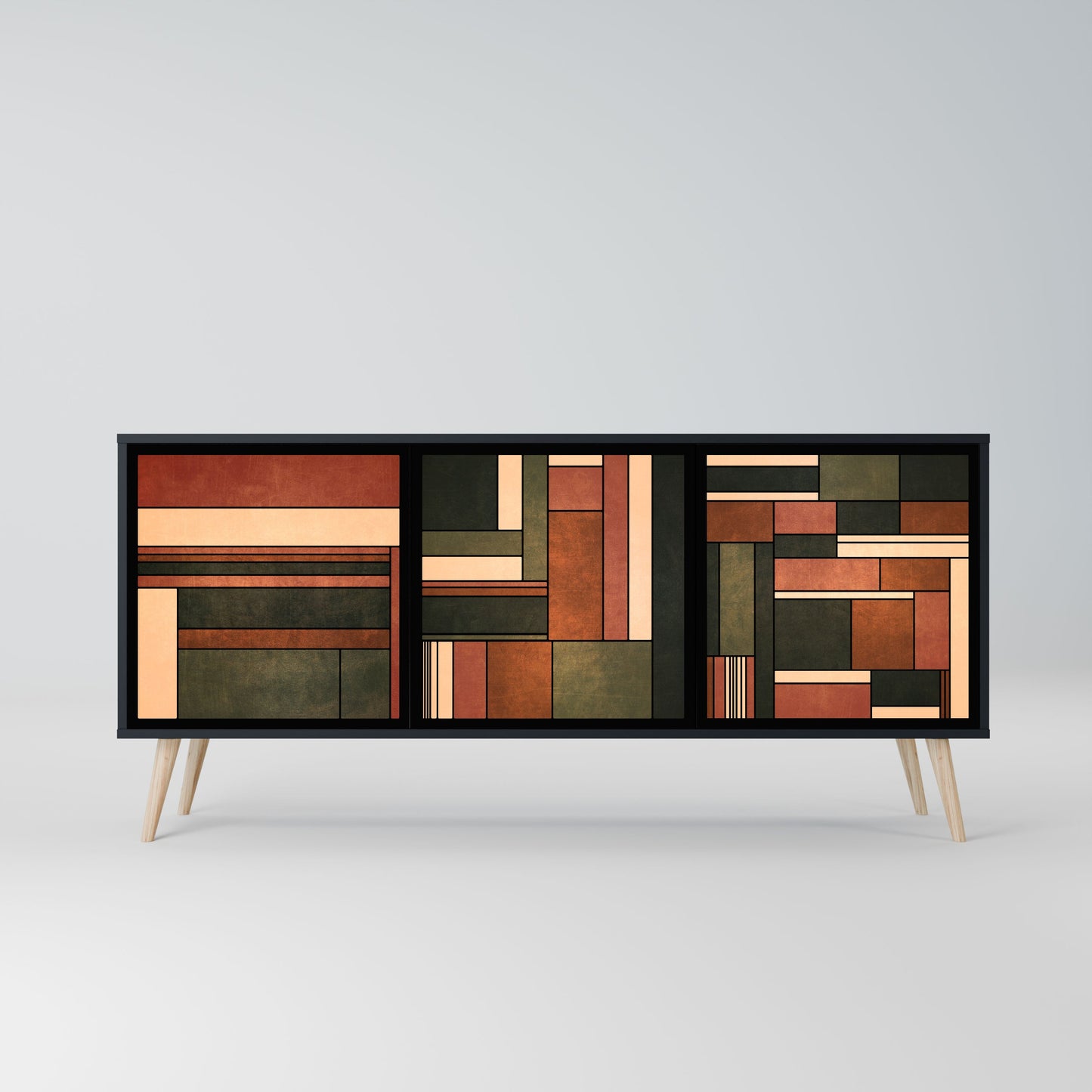 FIGURES OF NATURE 3-Door Sideboard in Black Finish