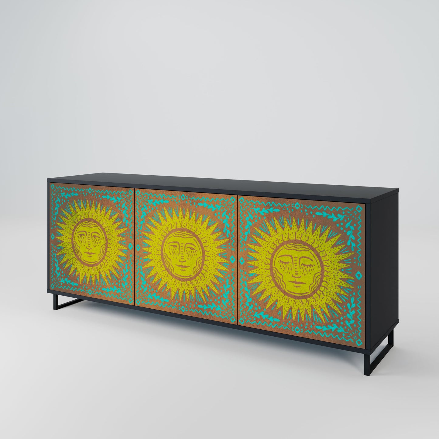 Credenza a 3 ante SUNSHINE EULOGY in finitura nera
