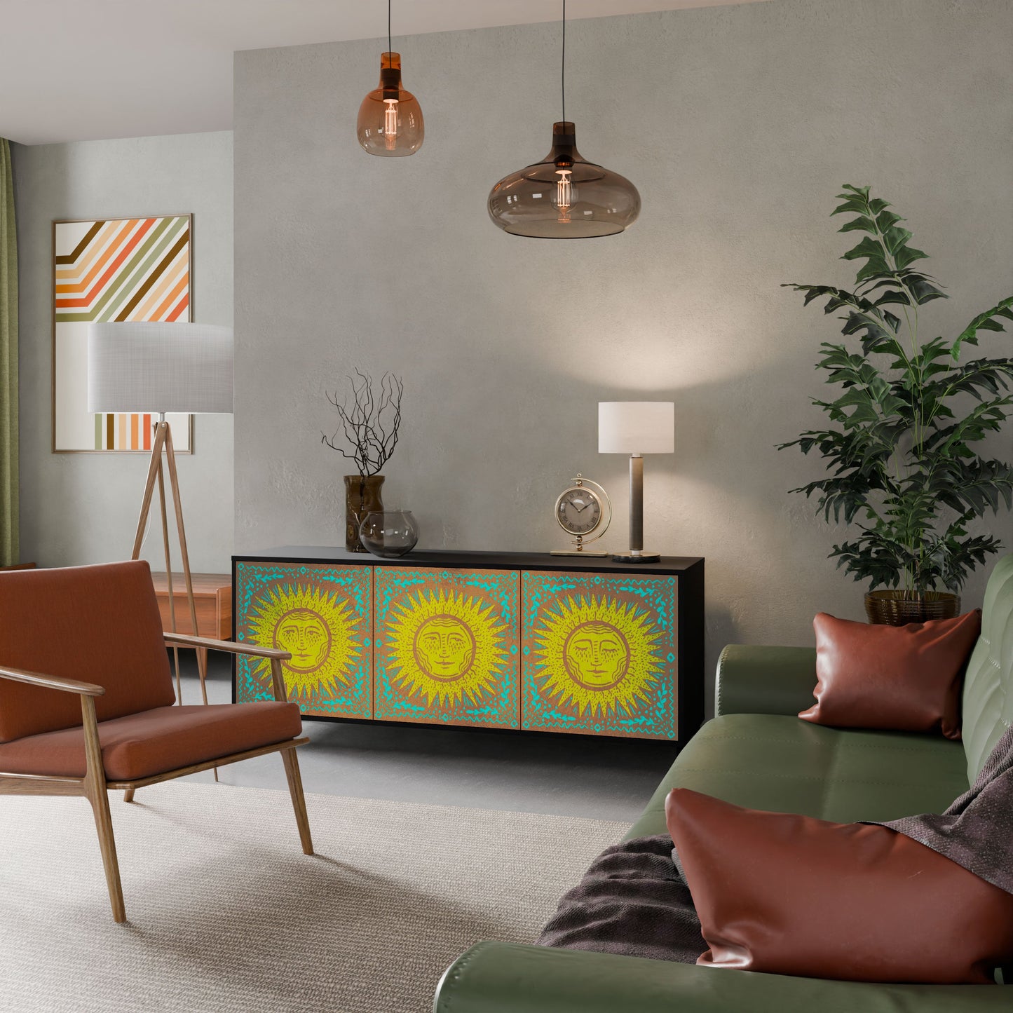 Credenza a 3 ante SUNSHINE EULOGY in finitura nera