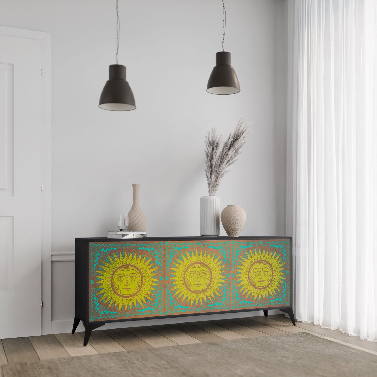 Credenza a 3 ante SUNSHINE EULOGY in finitura nera