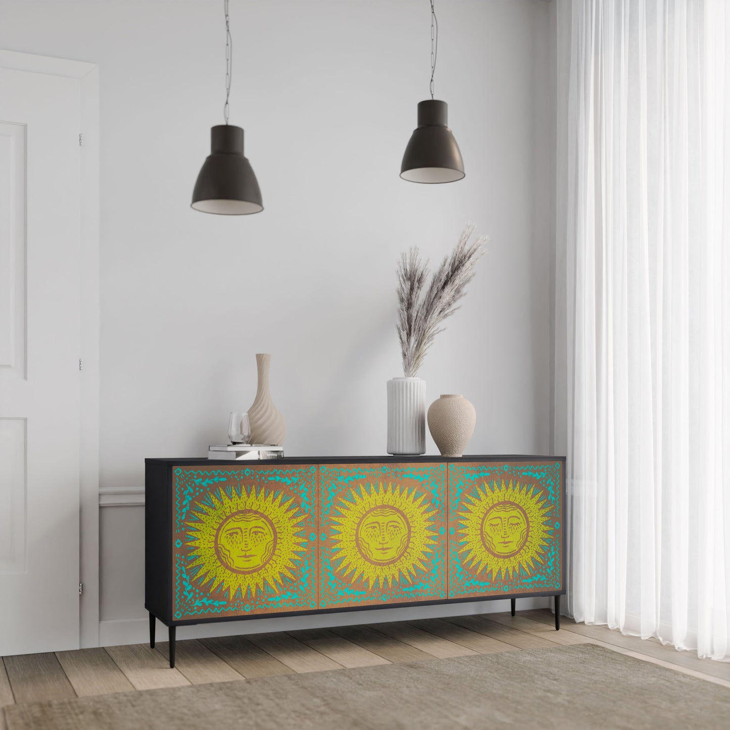 Credenza a 3 ante SUNSHINE EULOGY in finitura nera