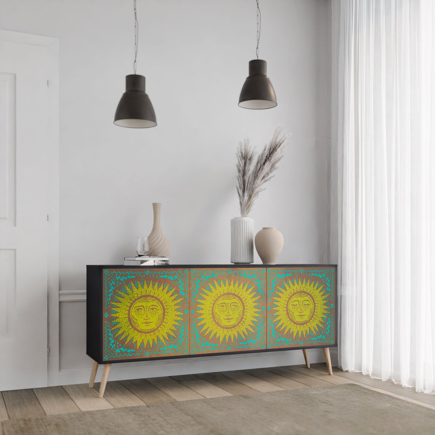 Credenza a 3 ante SUNSHINE EULOGY in finitura nera