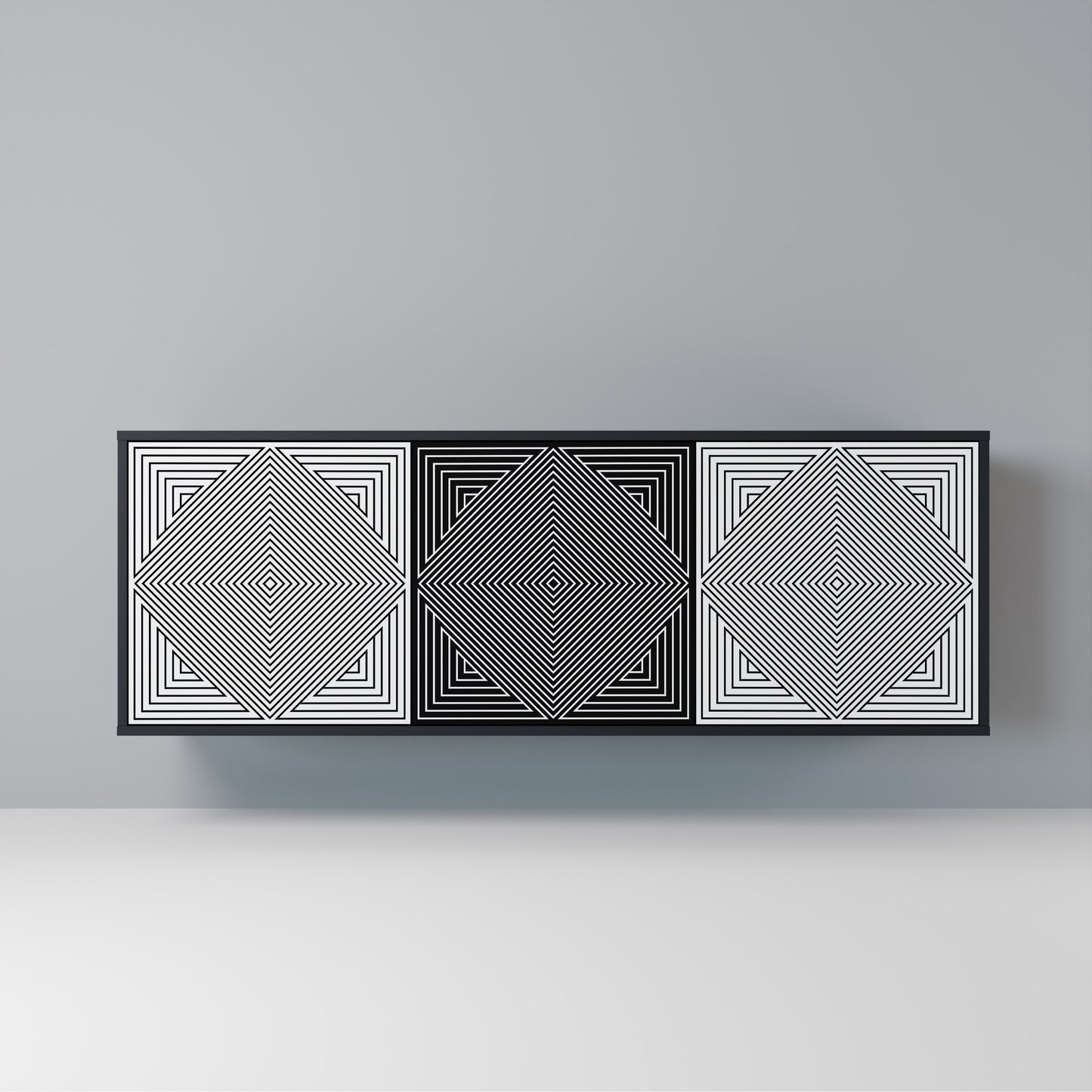 POLYGON ILLUSION Madia a 3 Ante in Finitura Nera