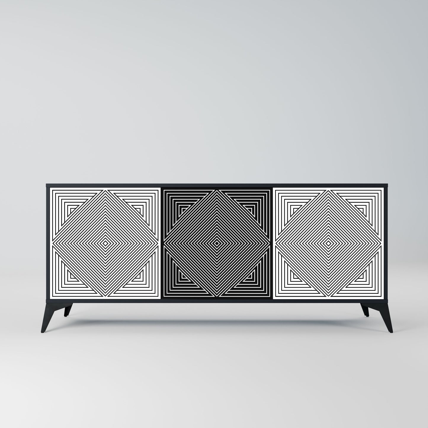 Credenza POLYGON ILLUSION a 3 ante in finitura nera