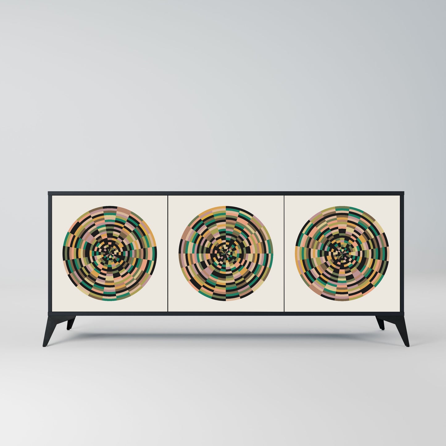 GREEN CIRCLES 3-Door Sideboard in Black Finish