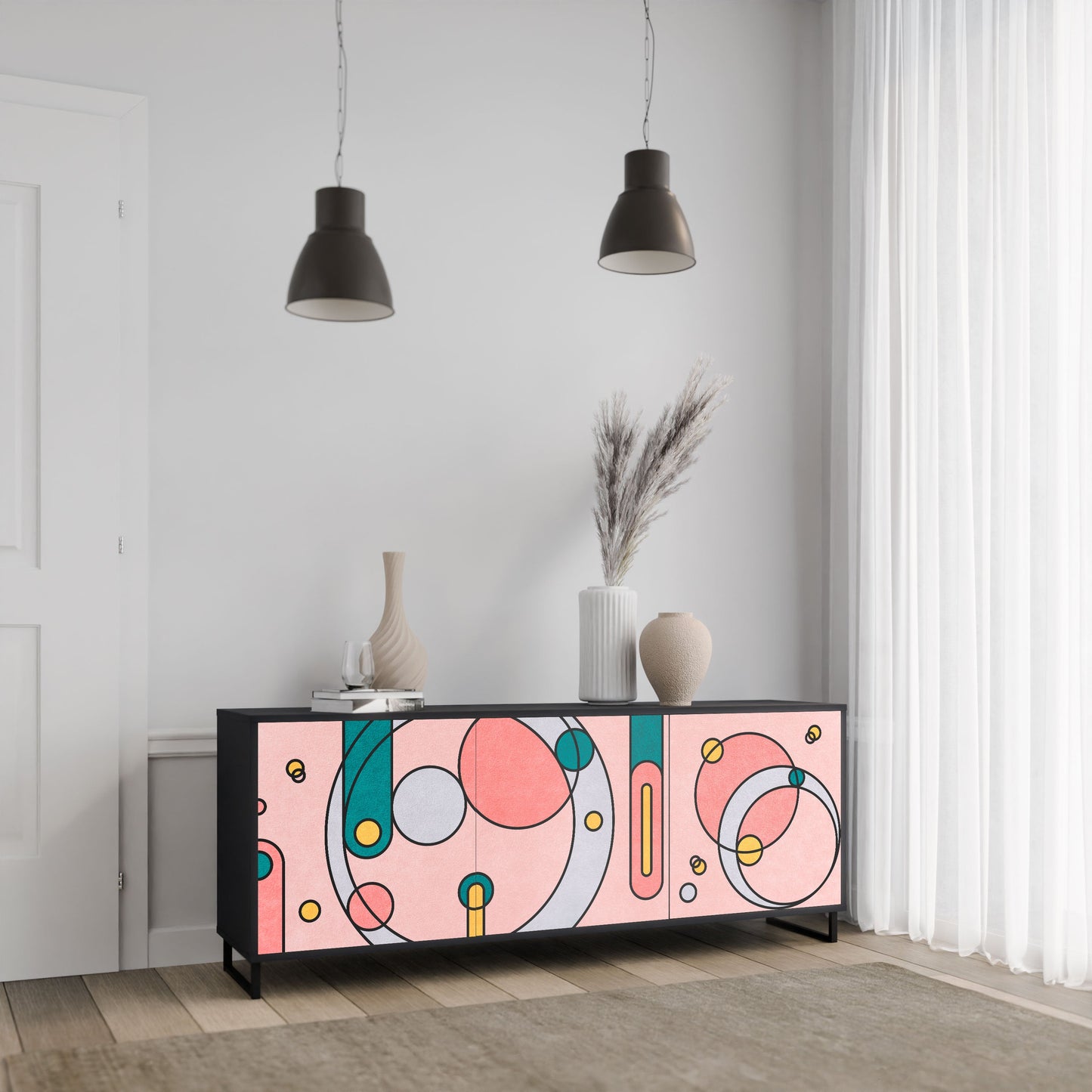 Credenza GOSSAMER ECHOES a 3 ante in finitura nera