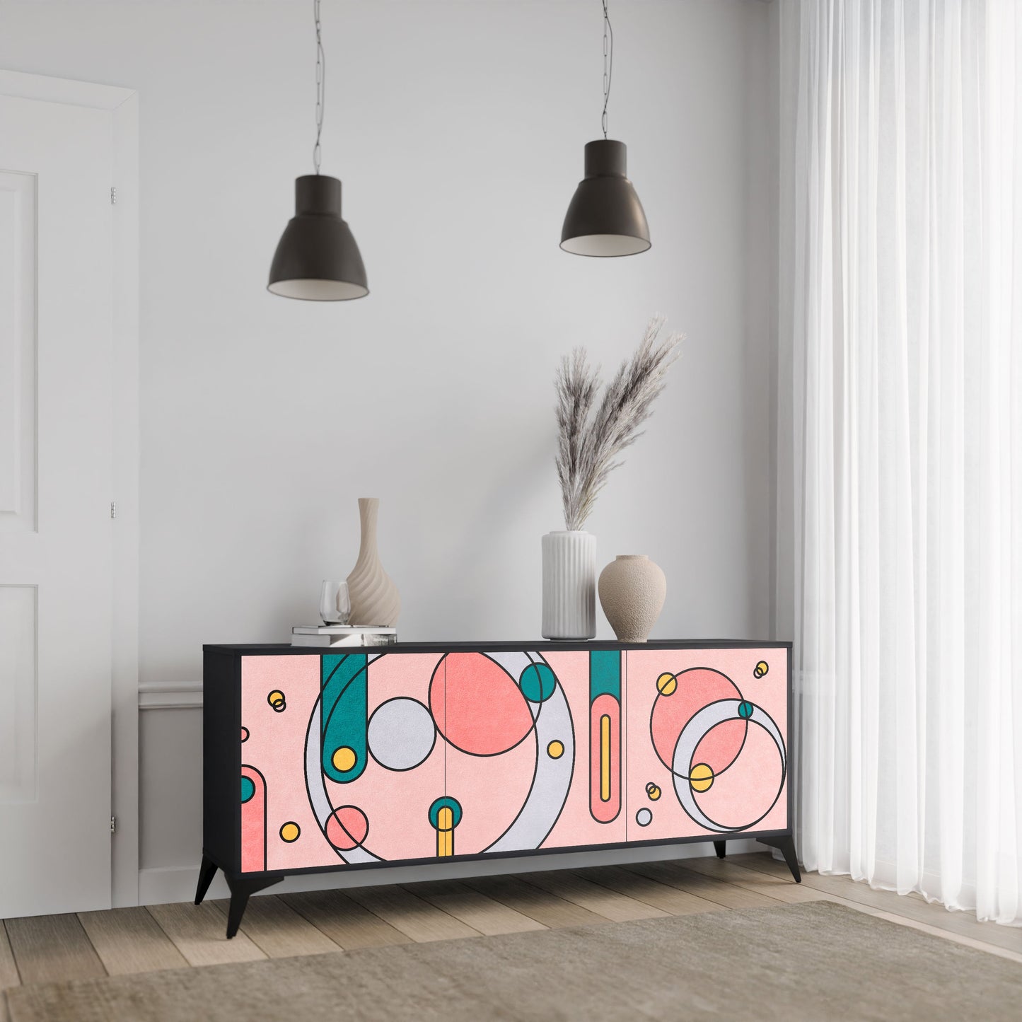 Credenza GOSSAMER ECHOES a 3 ante in finitura nera