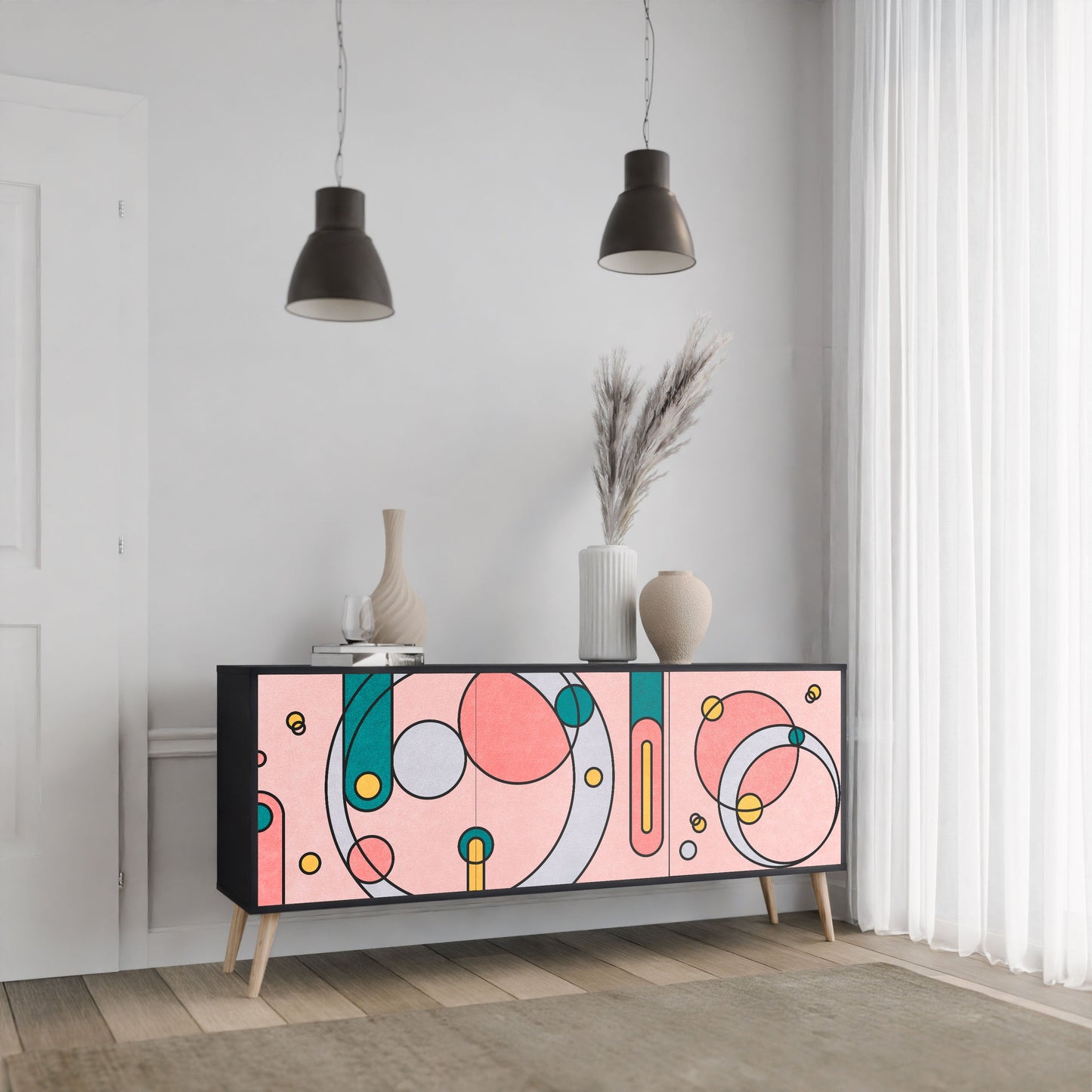 Credenza GOSSAMER ECHOES a 3 ante in finitura nera