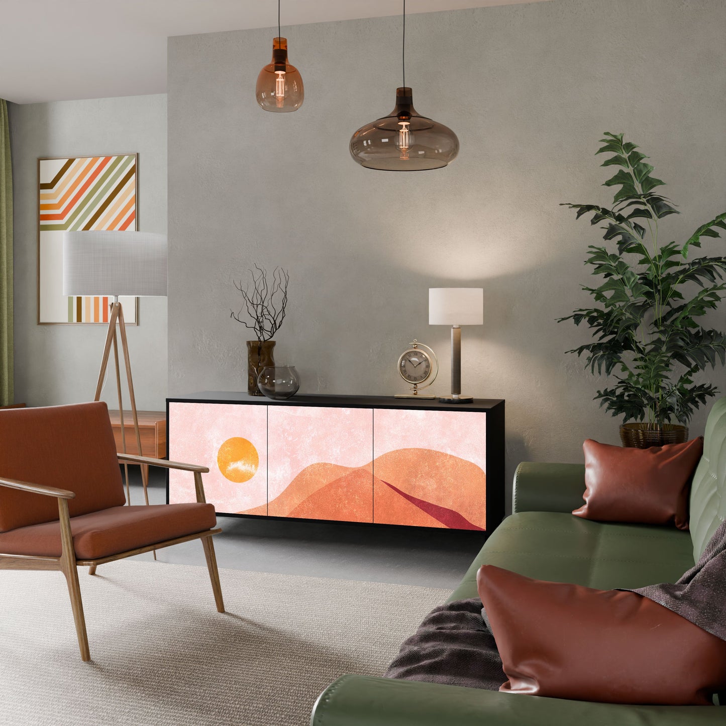 Credenza LUMINOUS SUNLIGHT a 3 ante in finitura nera