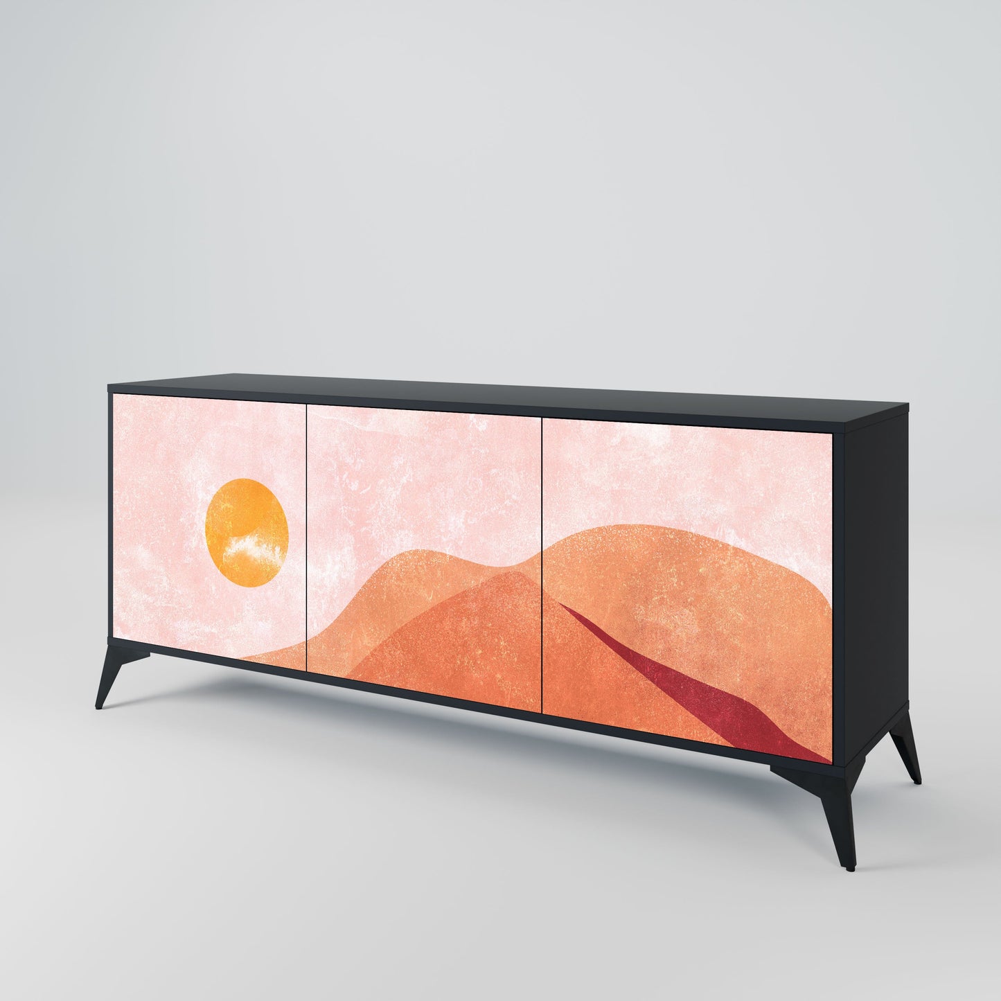 Credenza LUMINOUS SUNLIGHT a 3 ante in finitura nera