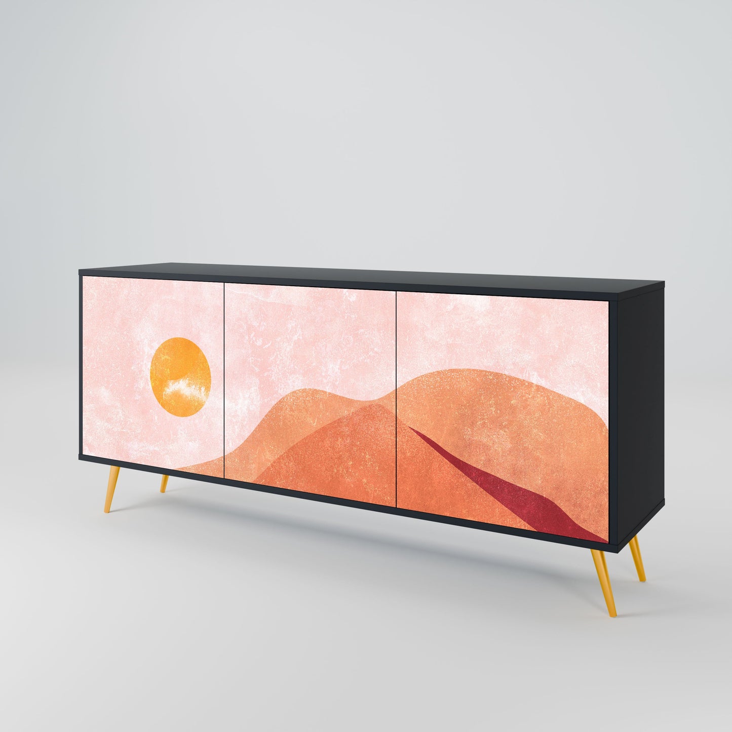 Credenza LUMINOUS SUNLIGHT a 3 ante in finitura nera