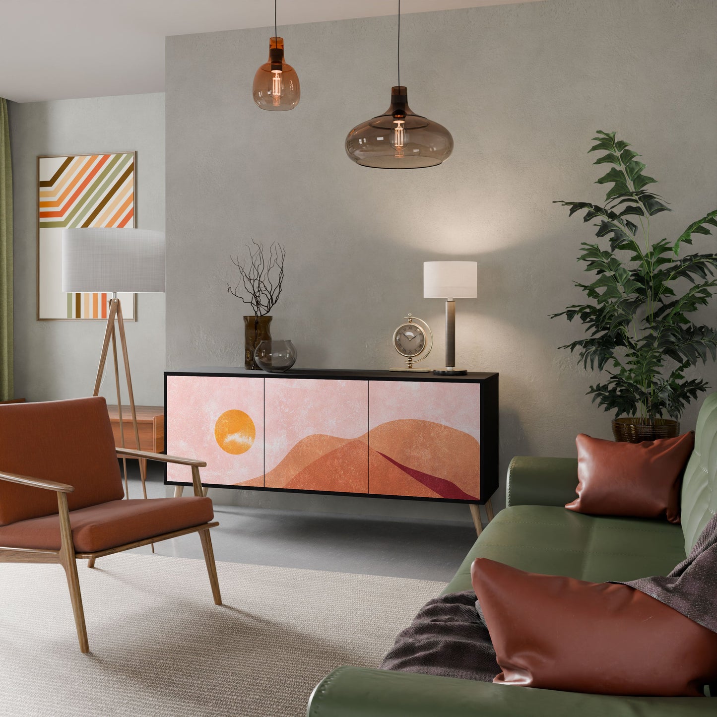 Credenza LUMINOUS SUNLIGHT a 3 ante in finitura nera