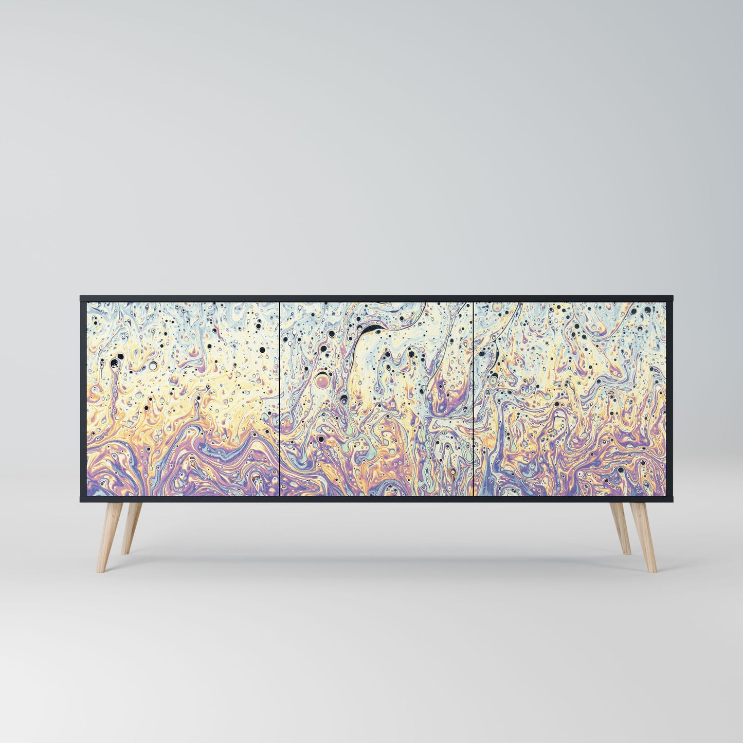 MOSAIC OF COLORS 3-Door Sideboard in Black Finish