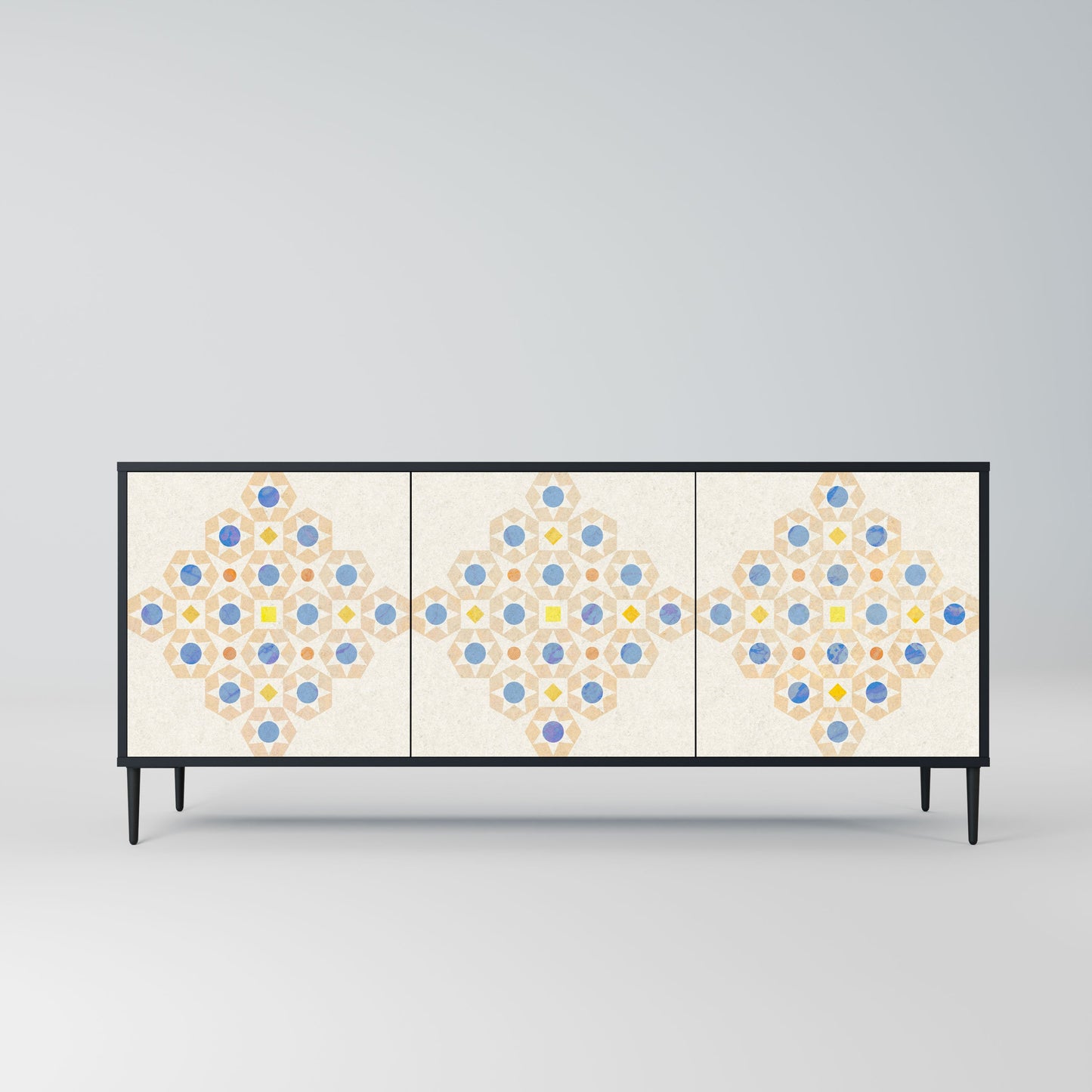 PATTERNED PRISM 3-Door Sideboard in Black Finish