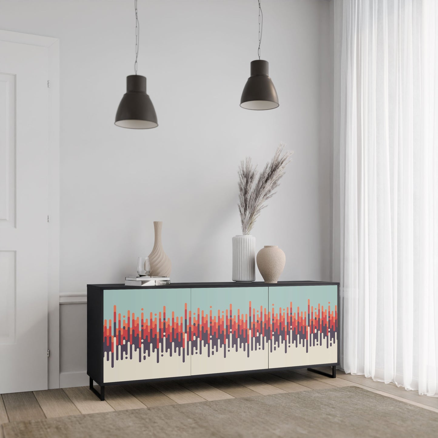CHROMA CONTOURS 3-Door Sideboard in Black Finish