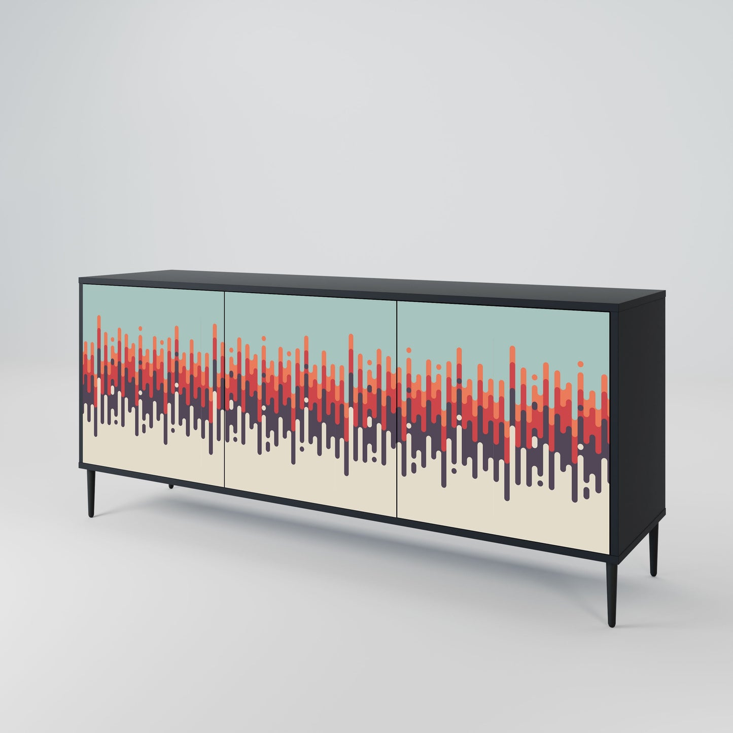 CHROMA CONTOURS 3-Door Sideboard in Black Finish