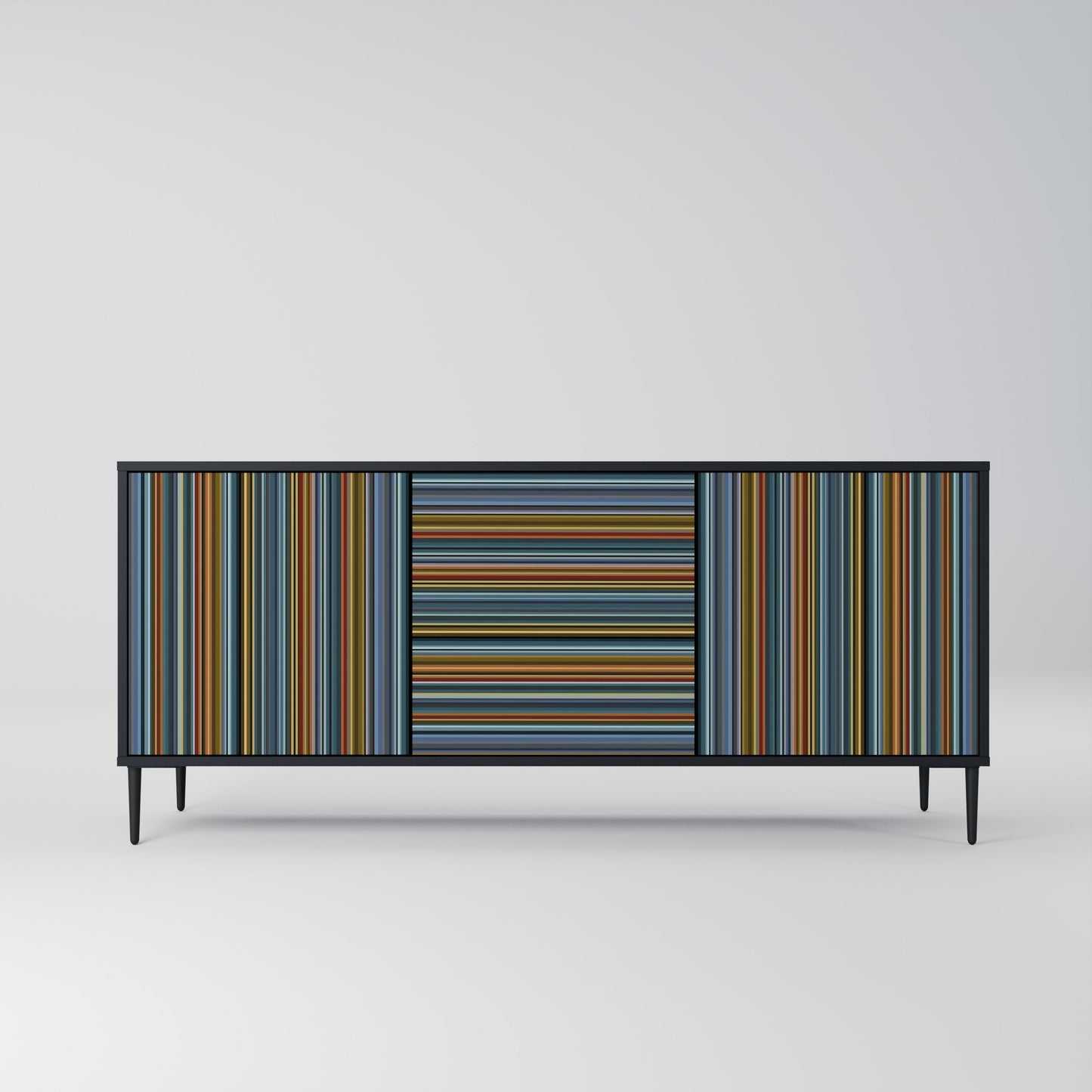 Credenza LINEOUT SPECTRUM a 3 ante con finitura nera