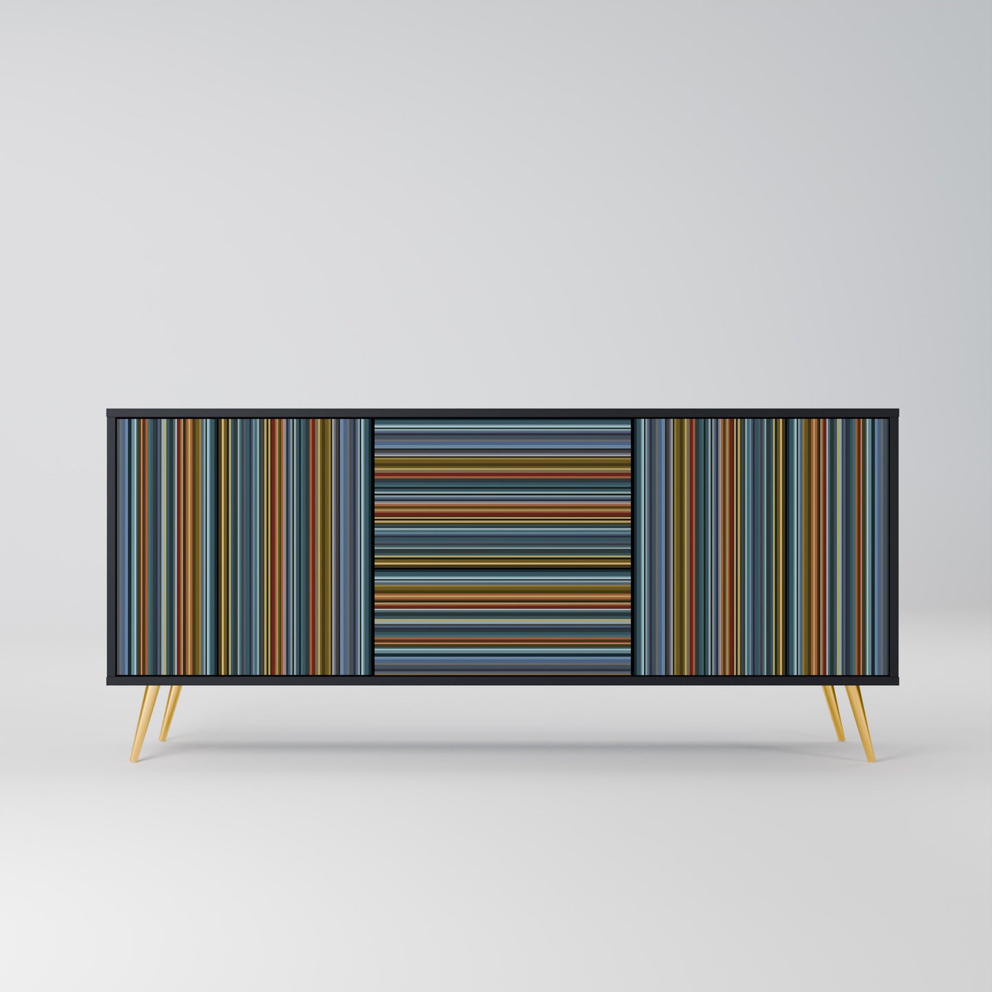 Credenza LINEOUT SPECTRUM a 3 ante con finitura nera