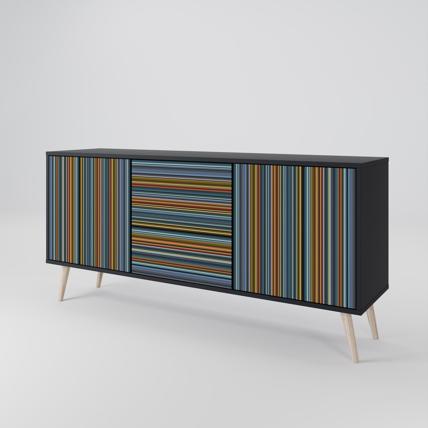 Credenza LINEOUT SPECTRUM a 3 ante con finitura nera
