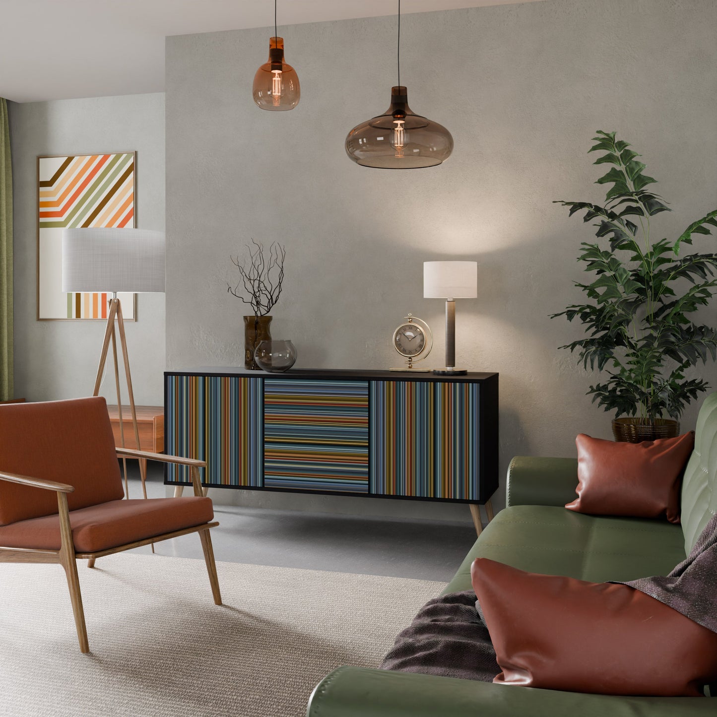 Credenza LINEOUT SPECTRUM a 3 ante con finitura nera